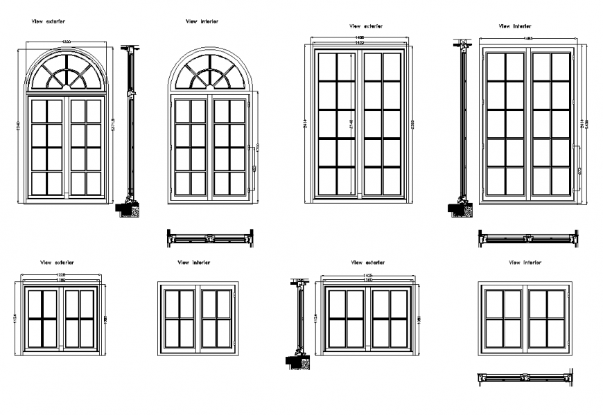 Different type of window detail elevation CAD blocks layout dwg file