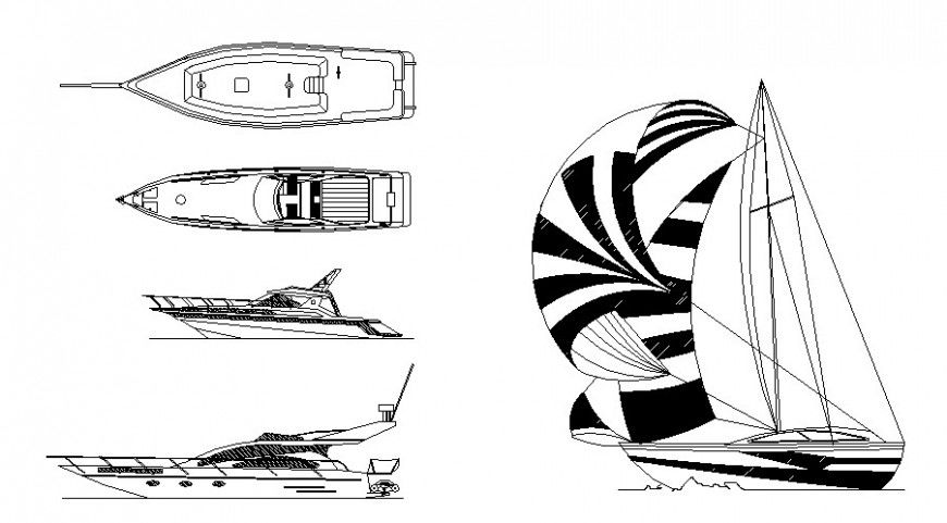 2D Yacht CAD Layout of Transportation Block in DWG File
