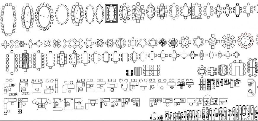 Different types of bank furniture in dwg file.