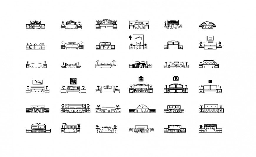 Different Types of Bed Design in DWG for CAD Drafting Use
