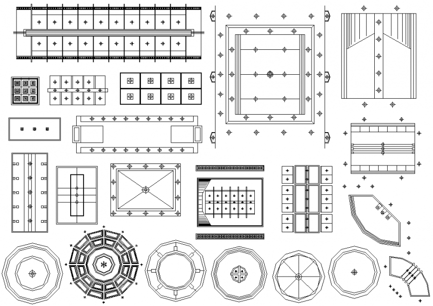 Different types of ceiling details in dwg file.