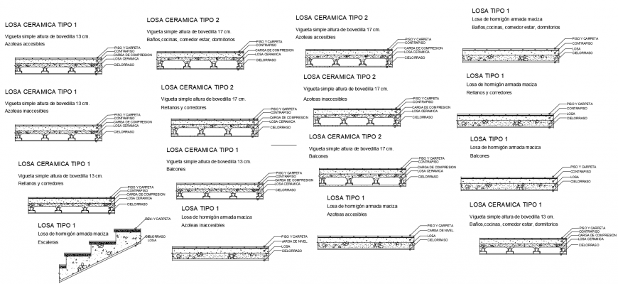 Different types of ceramic slab view with stair detail dwg file