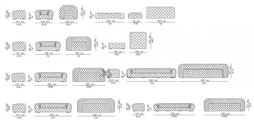 Different types of chair and lounger sofa drawing in dwg file.