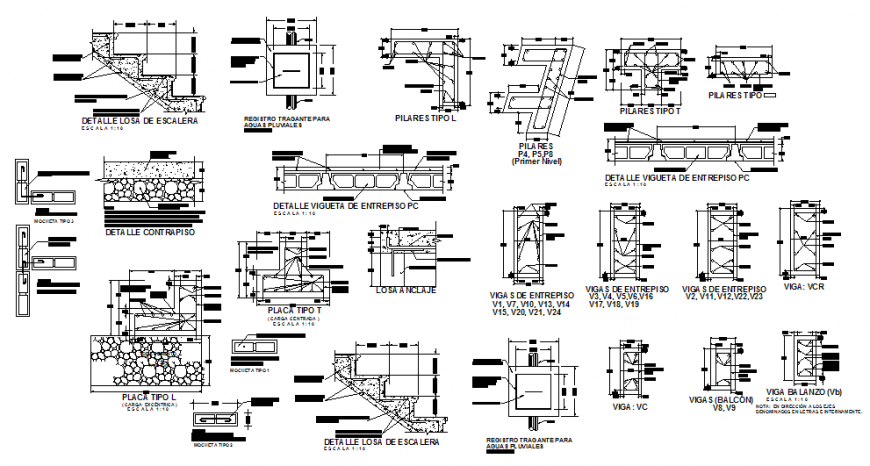 Different types of construction and structure joinery in dwg file.