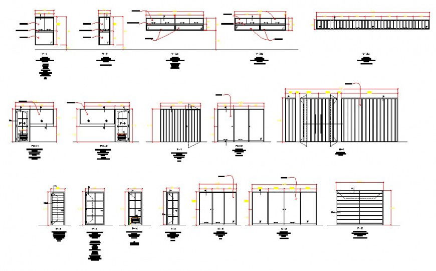 Different types of door and window detail drawing in dwg AutoCAD file.