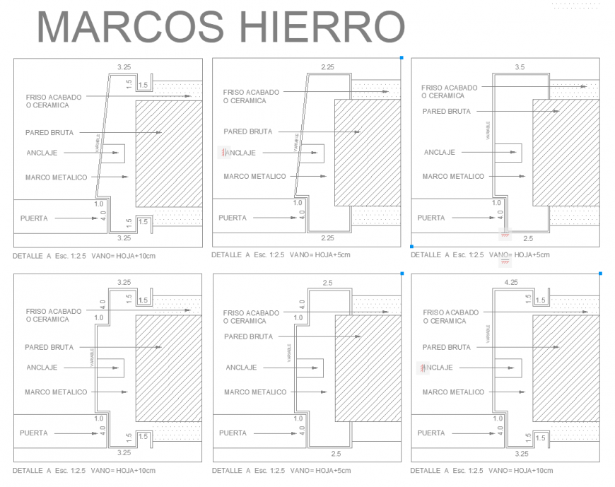 Different types of door and window frame drawing in dwg file.