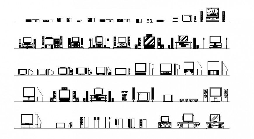 Different types of electrical units drawing 2d view in dwg file