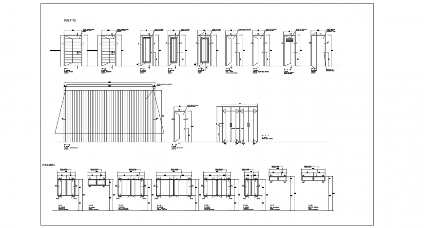 Different types of elevation view of door design view dwg file