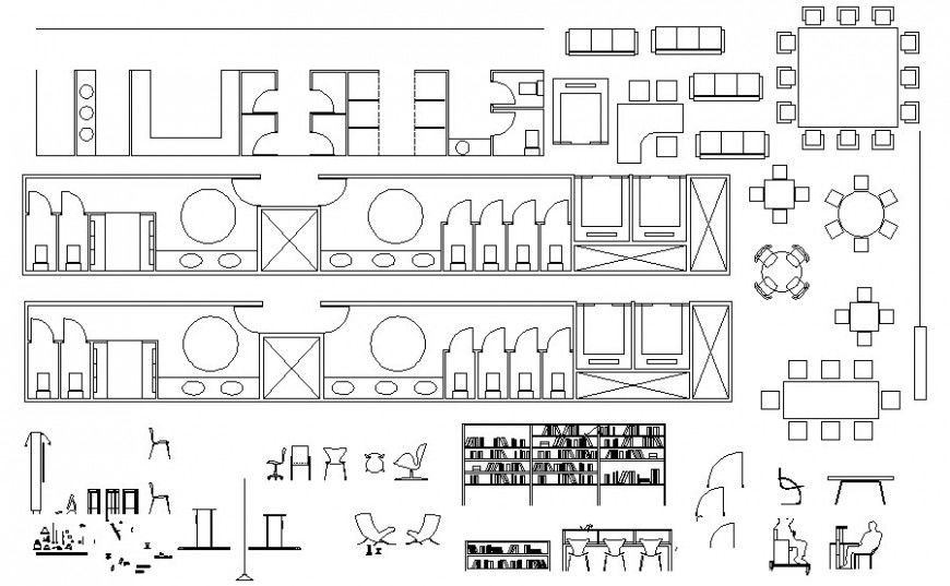 Different types of furniture 2d view autocad software file