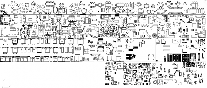 Different types of furniture block drawing in dwg file.