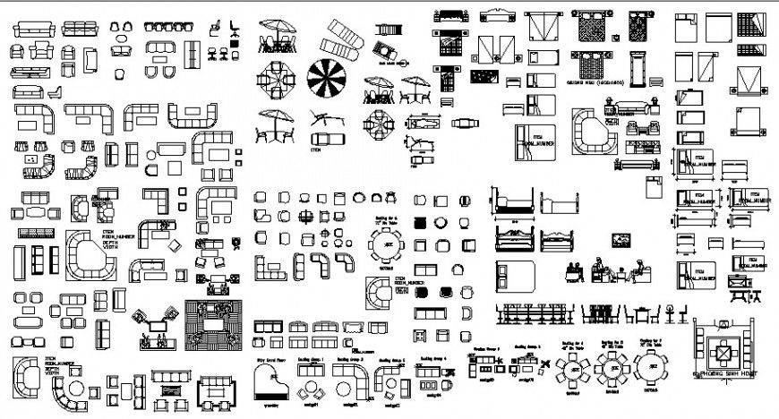Different types of furniture blocks details and drawings autocad file