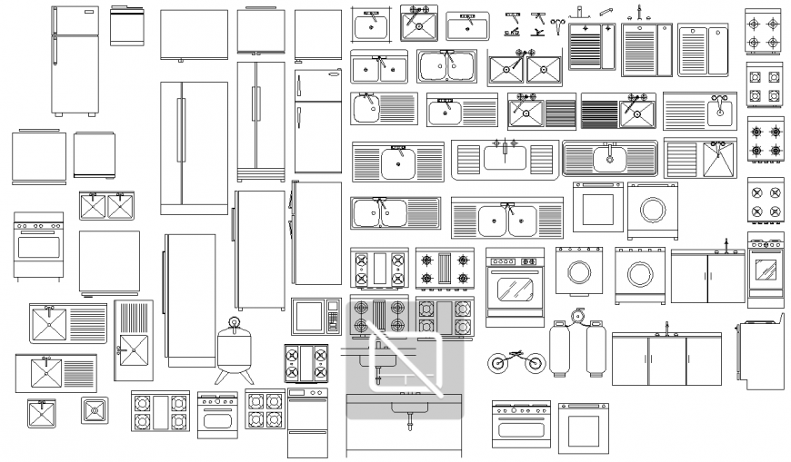 Different types of furniture blocks in dwg file.