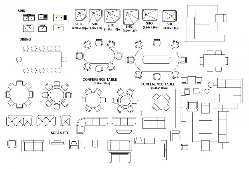Different Furniture Units 2D View Elevation Autocad File