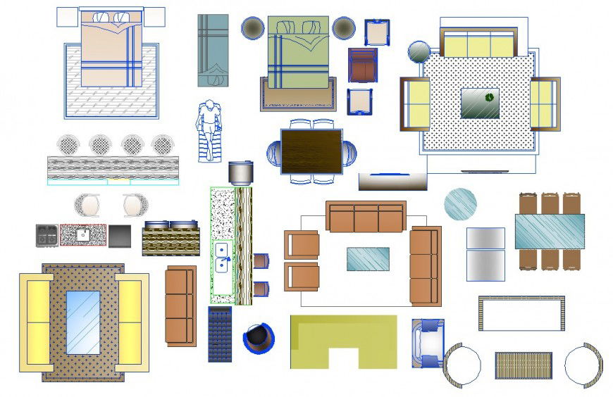 Various Furniture Units 2D View Elevation layout DWG File