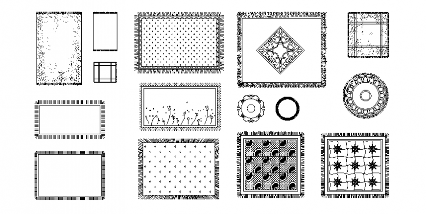 Different types of interior detail in the rectangular and circular dwg file