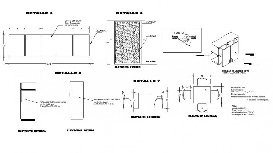 Different types of kitchen furniture in dwg file.