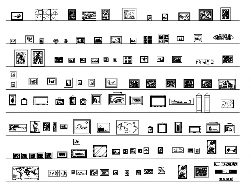 Different types of picture frame design dwg file