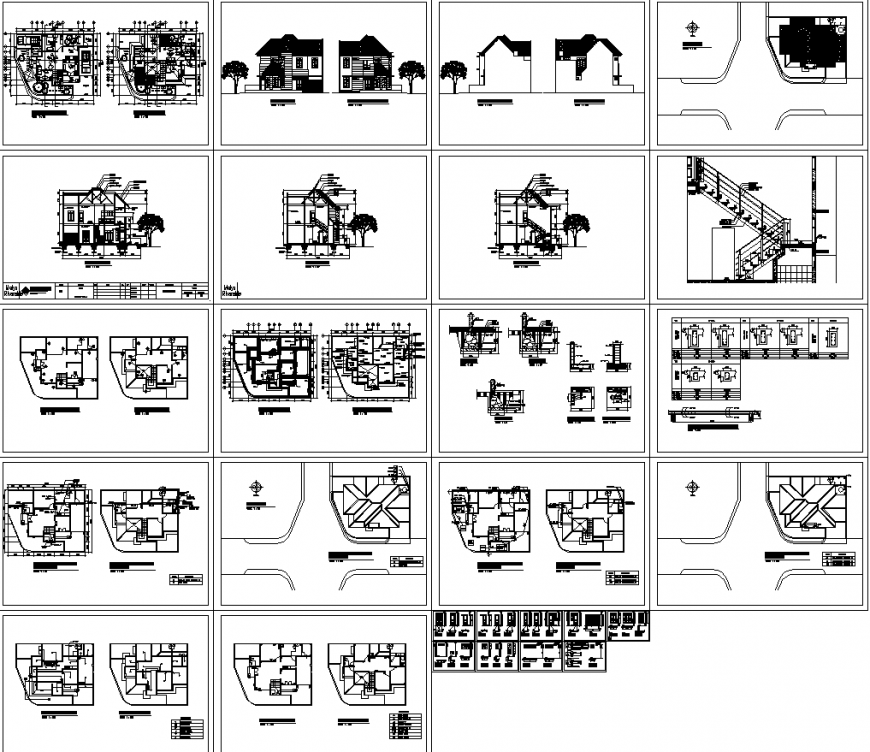 Different types of plan, side elevation drawing in dwg file.