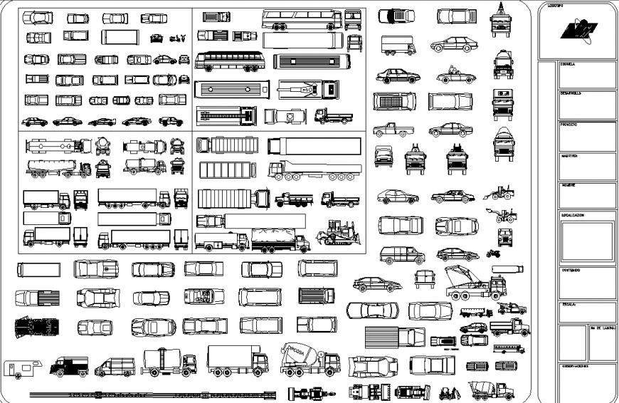 Different types of vehicle cad block in dwg file.