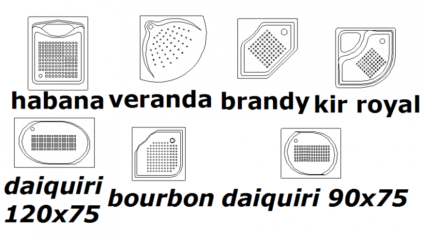 Different types of wash basin detail drawing in dwg file.