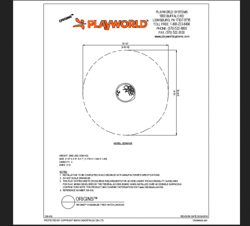 Diggables t-rex hatchling egg play equipment details of theme park dwg file