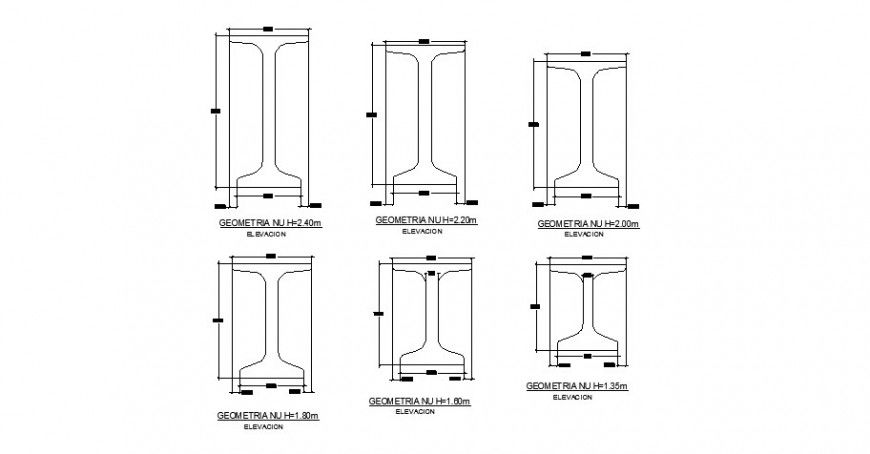 Dimensions of prestressed concrete bridge girders type cad drawing details dwg file