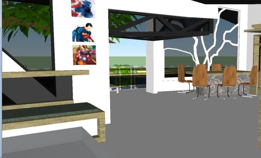 Dining area 3d elevation detailing