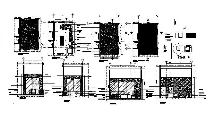 Dining area details drawings plan elevation and section autocad file