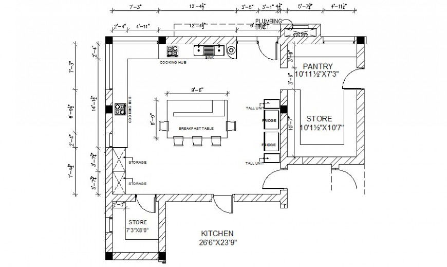 Dining area drawings details with kitchen area autocad file