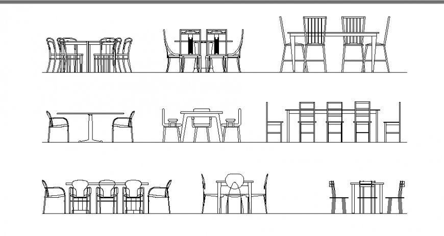 Dining area furniture multiple dining table cad blocks details dwg file