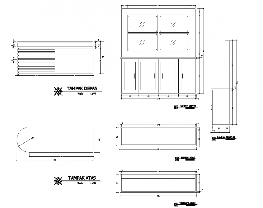Dining console table drawing in dwg file.