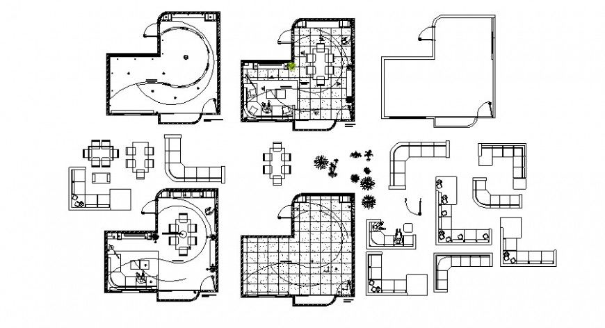 Dining room interior block detail 2d view layout plan in autocad format