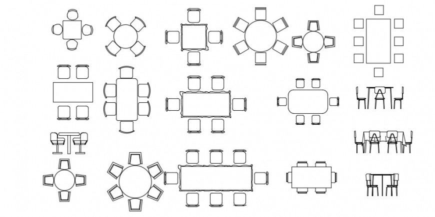 dining table and chair cad blocks dwg file