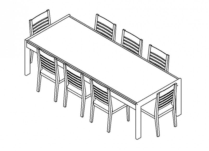 Dining table and chair detail 3d model furniture block Revit file