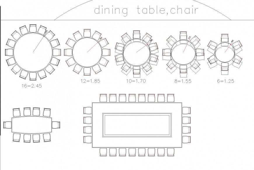 Dining table and chair furniture detail layout file