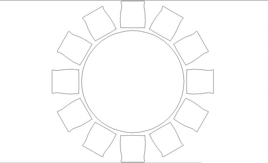 Dining table and chairs top view 2d detail dwg file