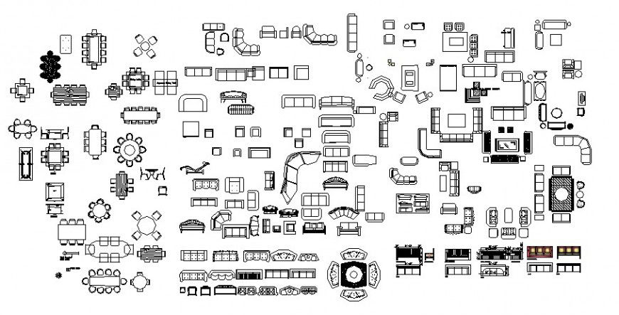 Dining Table and Sofa CAD Blocks with Unique Designs for Projects