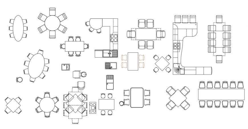 Dining Table Block with Kitchen Different type product block design