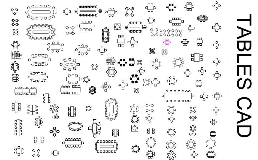 Dining table blocks drawing in dwg AutoCAD file.
