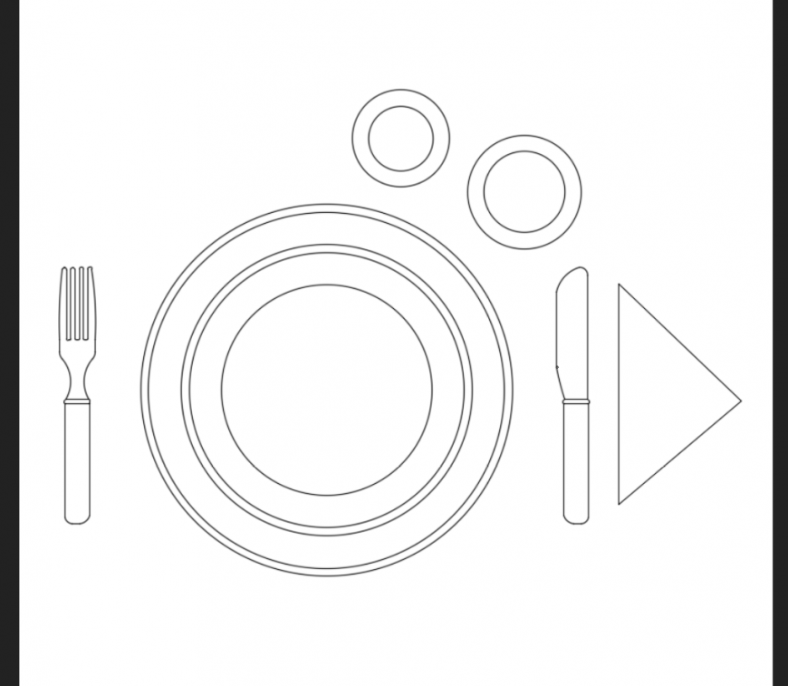 Dining table crockery set cad blocks design dwg file