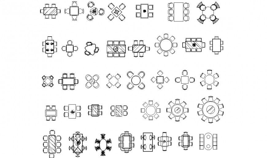 Dining table designs top view plan model detail dwg file