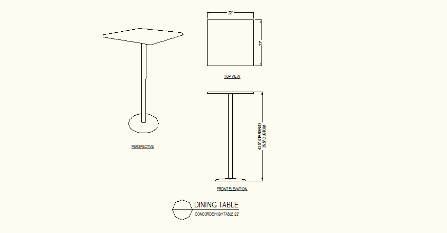 Dining table detail plan circular shaped dwg file