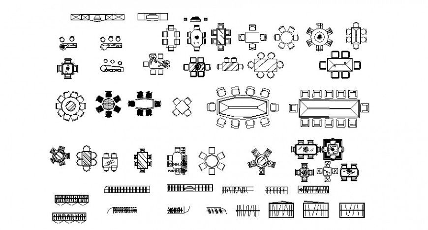 AutoCAD Layout of Dining Table Furniture CAD Blocks