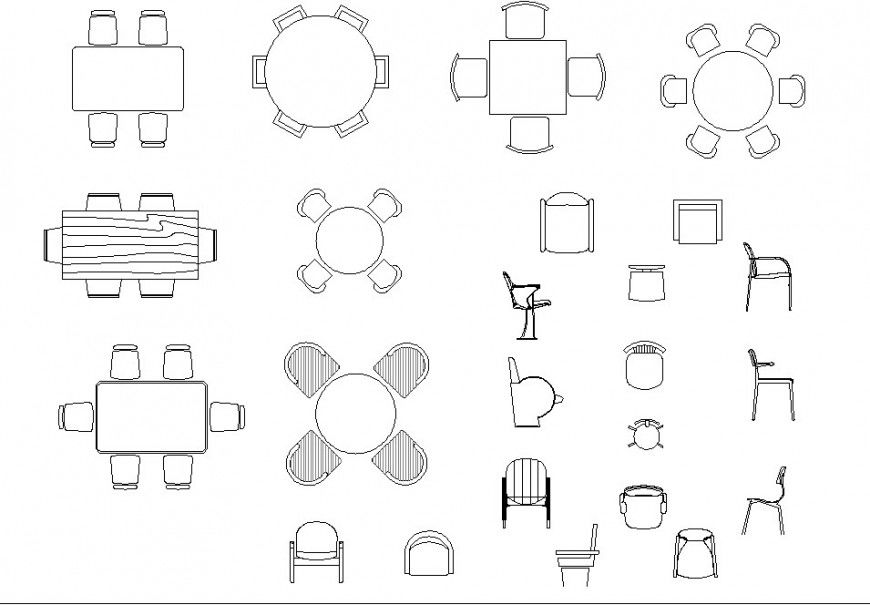 Dining Table Furniture CAD Design for Home Interiors