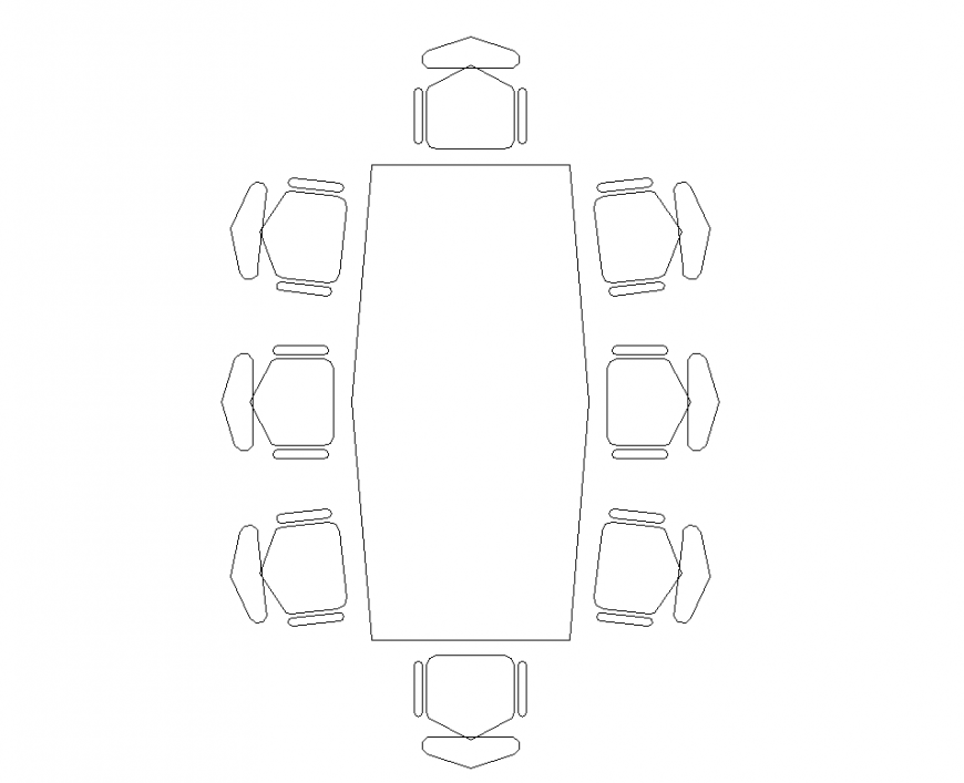 Dining table plan design view dwg file