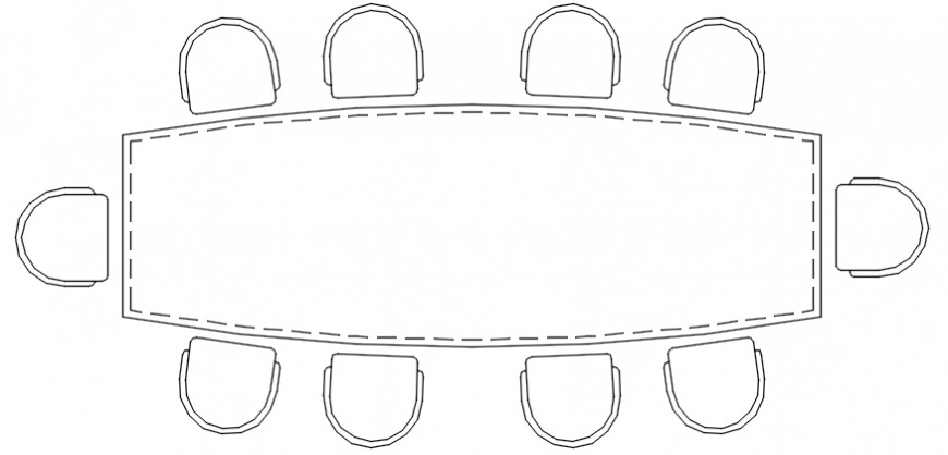 2D CAD Furniture Block of Dining Table Layout in DWG File