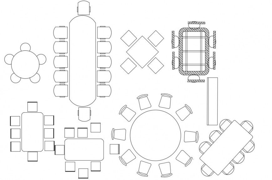 Dining table top view dwg file