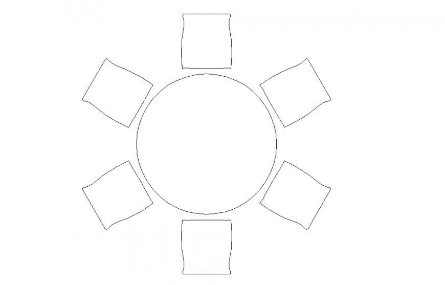 Dining table top view furniture plan detail dwg file