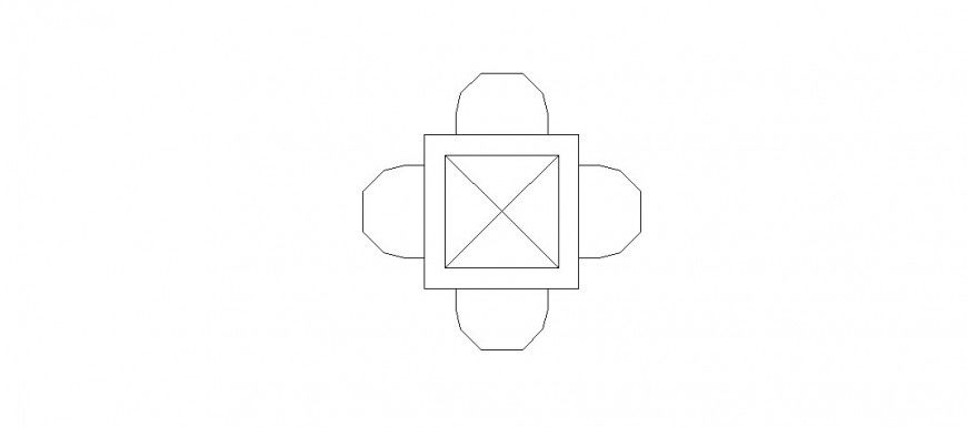 Dining table with four chair 2d elevation block cad drawing details dwg file