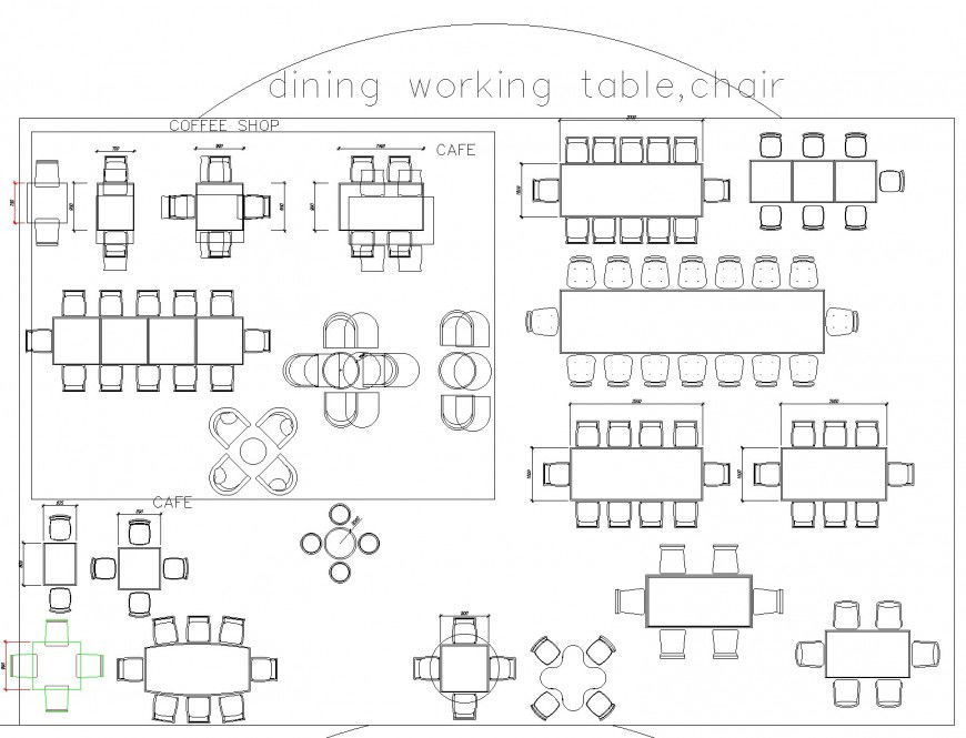 Dining and Work Table with Chair 2D AutoCAD Furniture